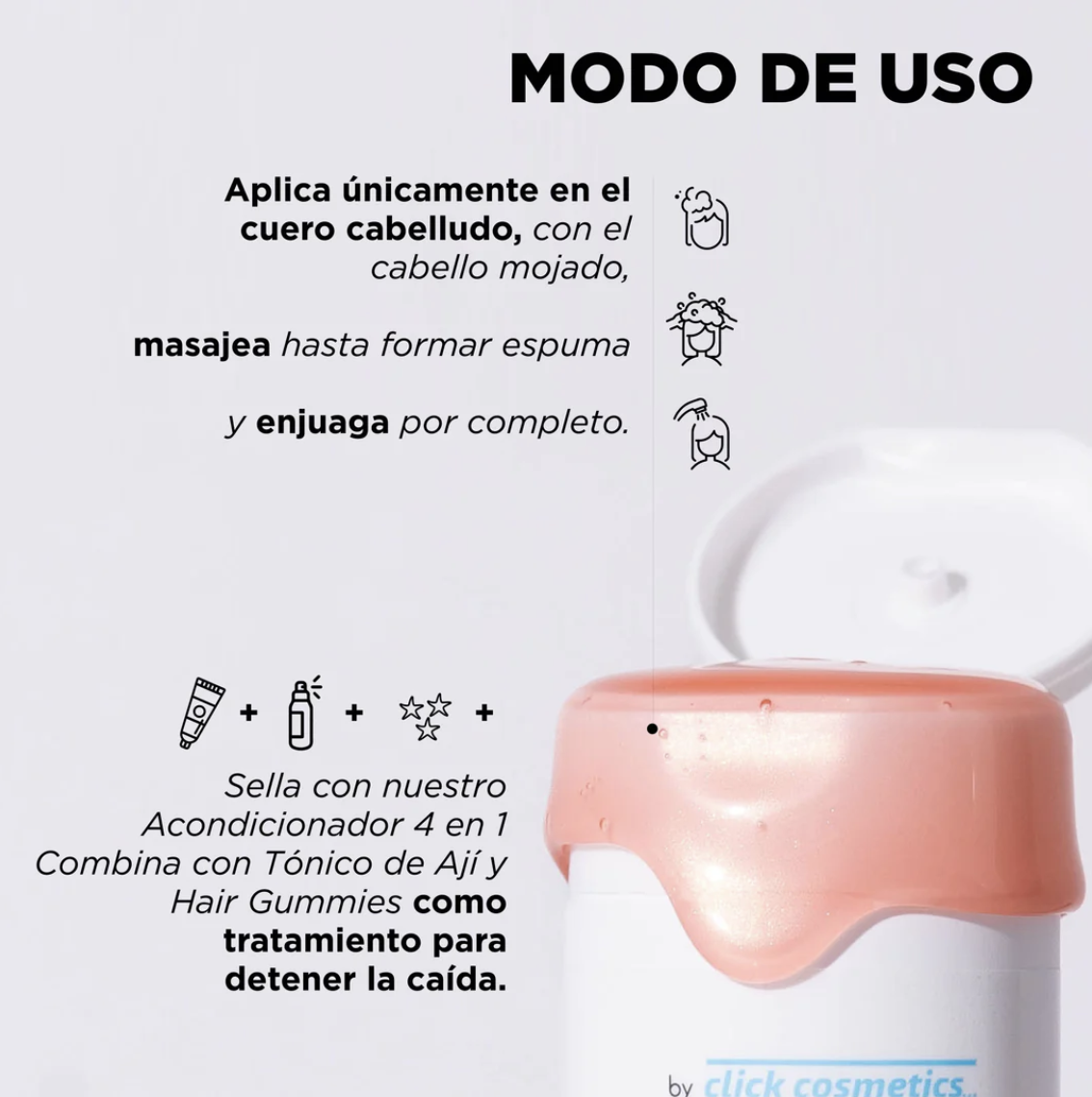 Shampoo de Ají Cabello Graso Click Cosmetics - Imagen 3