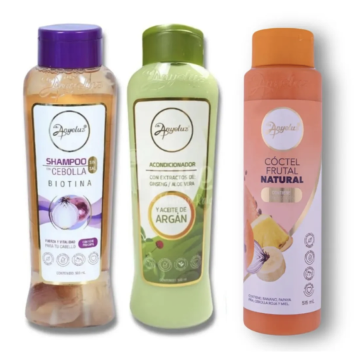 Kit Anyeluz Shampoo Cebolla + Acondicionador + Cóctel Frutal