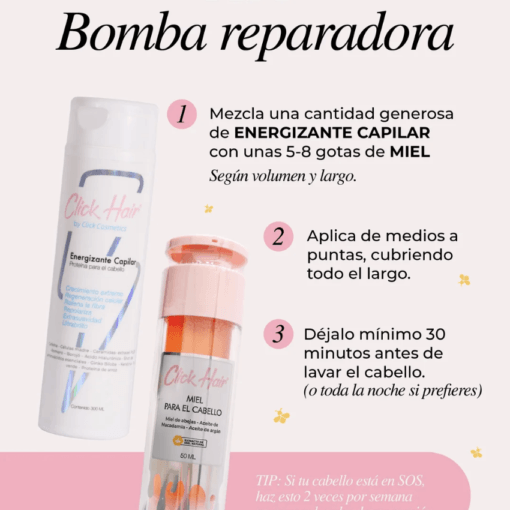 Duo Capilar Tratamiento Bomba Reparadora Click Hair - Imagen 3