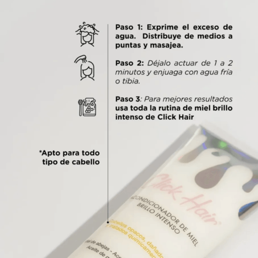 Kit Capilar Miel Brillo Intenso Y Termoprotector Click Hair - Imagen 3