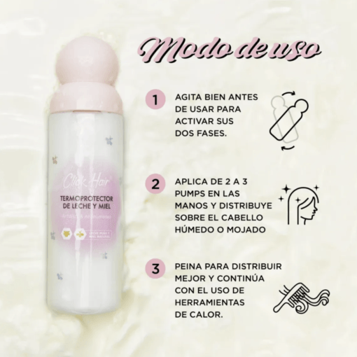 Kit Capilar Miel Brillo Intenso Y Termoprotector Click Hair - Imagen 7